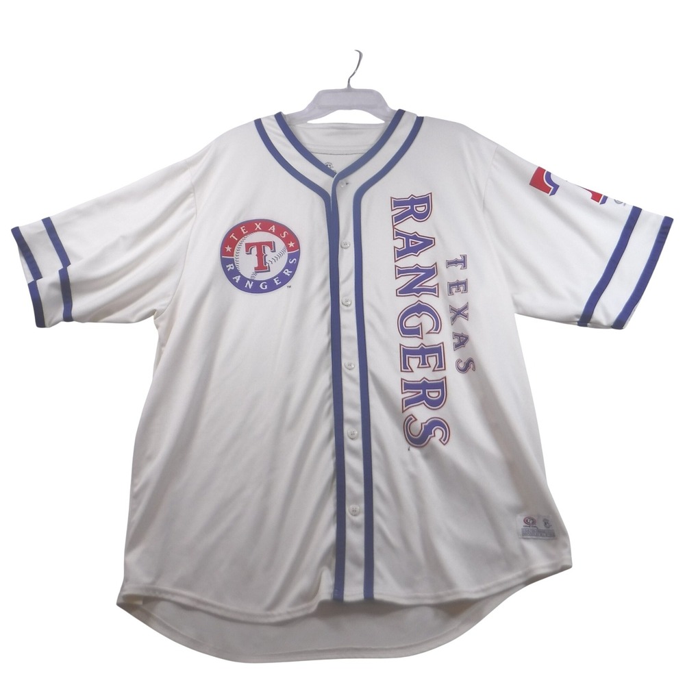 Texas Rangers MLB Jersey True Fan Mens 2XL White Button Front Baseball Shirt